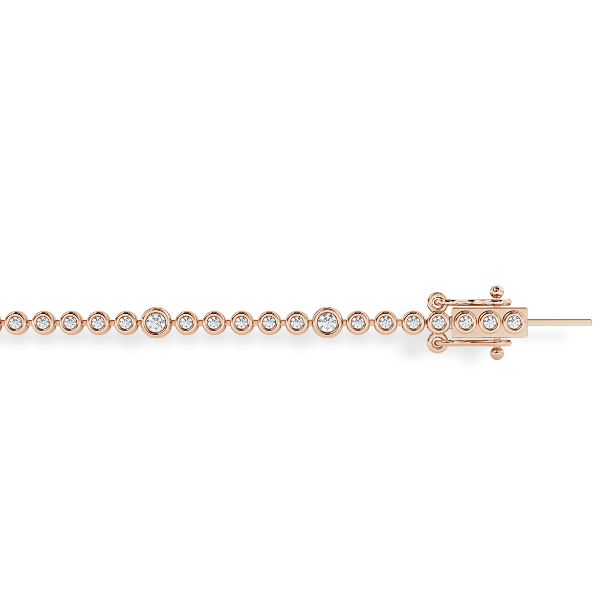 2.80 Ct Round Diamond Designer Basel Set Tennis Bracelet, 18K Rose Gold