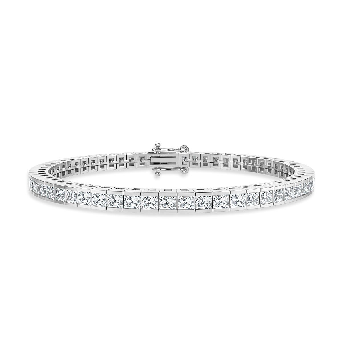Unique Princess Cut Diamond Link Tennis Bracelet