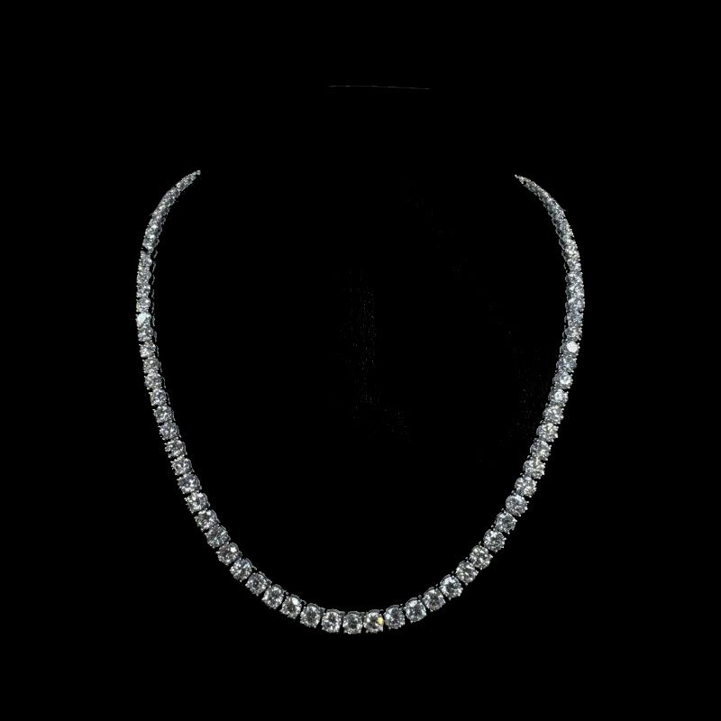 49.76 Cts Round Diamond Labgrown Tennis Necklace, 9K White Gold