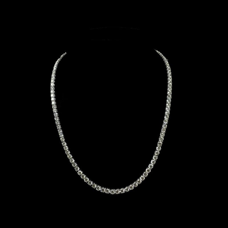 37.70 Cts Round Diamond Labgrown Diamond Tennis Necklace, 9K White Gold