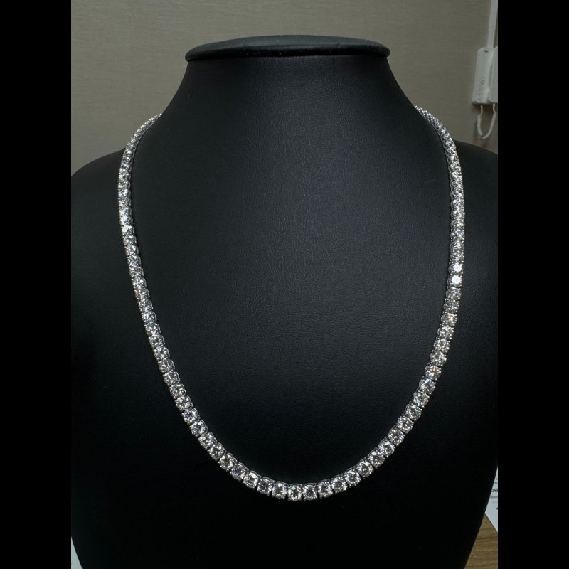 37.70 Cts Round Diamond Labgrown Diamond Tennis Necklace, 9K White Gold