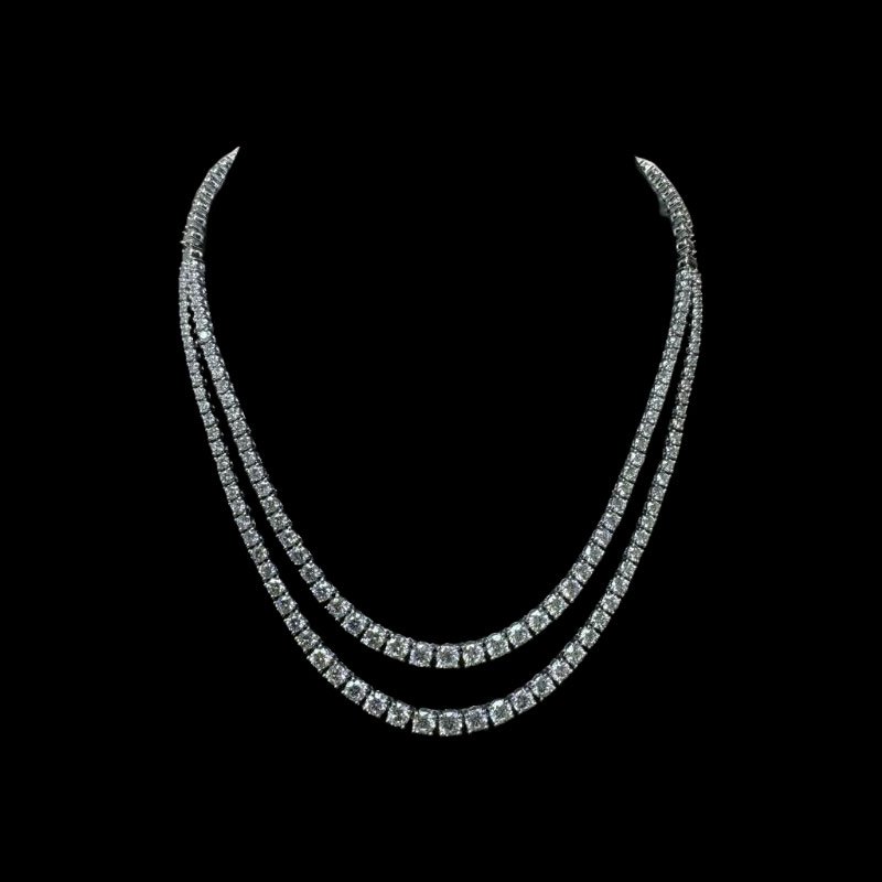 17.80 Cts, Labgrown Diamond Graduated Tennis Necklace, White Gold