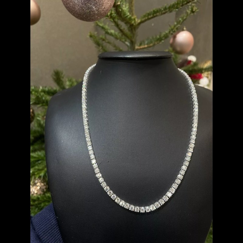 Christmas Sale - 27.50 Ct Lab Grown Diamond Tennis Necklace, 9k White Gold