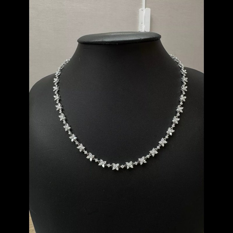 Christmas Sale - 13.32 Top F/SI Pear and Round Diamond Butterfly Necklace, 9k White Gold