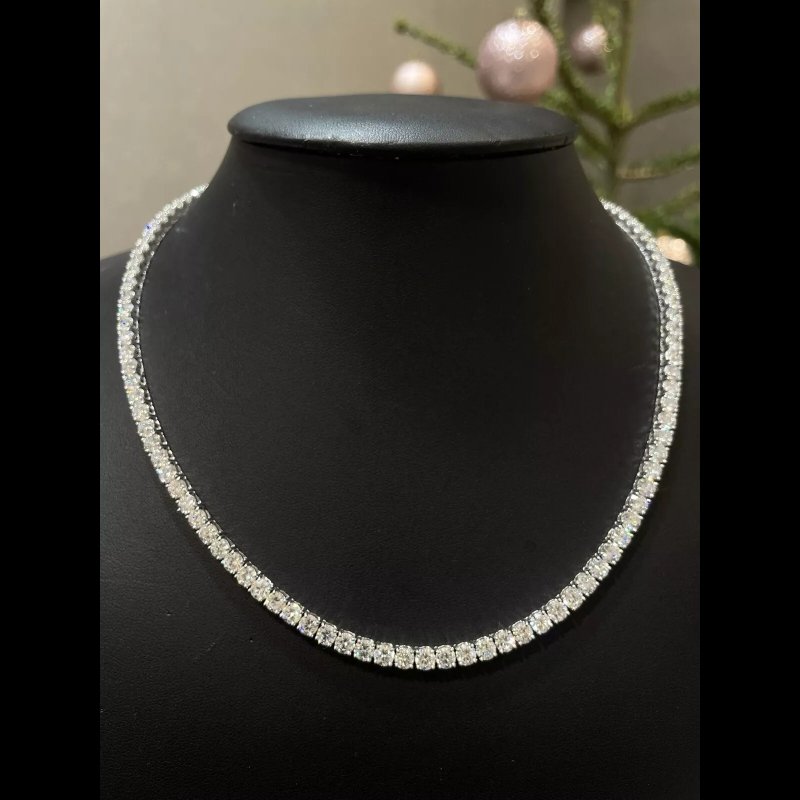 37.23 Ct Lab Grown Diamond Tennis Necklace, 9k White Gold