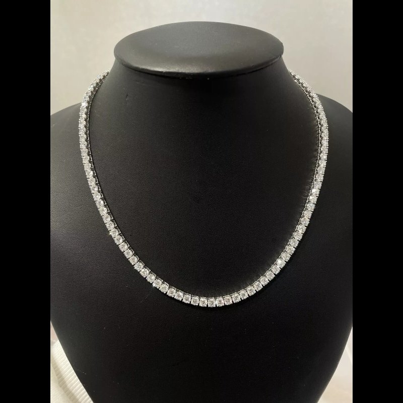 37.23 Ct Lab Grown Diamond Tennis Necklace, 9k White Gold