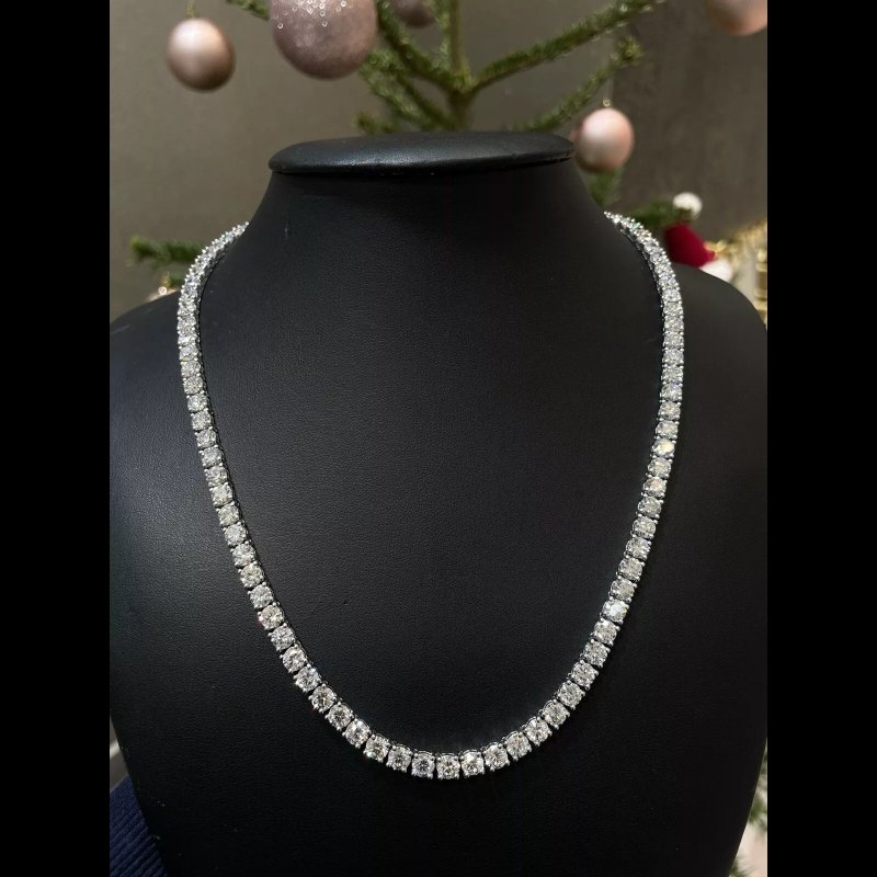 44.88 Ct Lab Grown Diamond Tennis Necklace, 9k White Gold