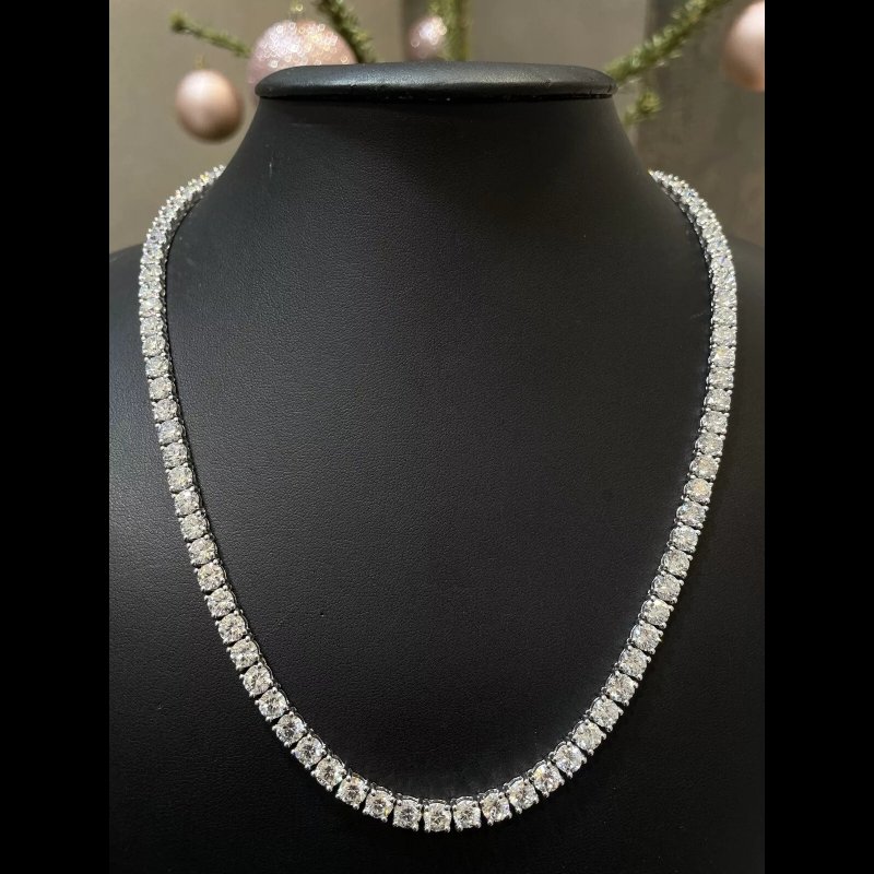 44.88 Ct Lab Grown Diamond Tennis Necklace, 9k White Gold