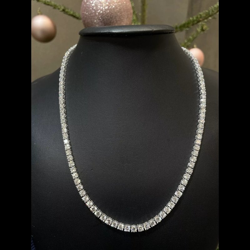 27.50 Ct Lab Grown Diamond Tennis Necklace, 9k White Gold